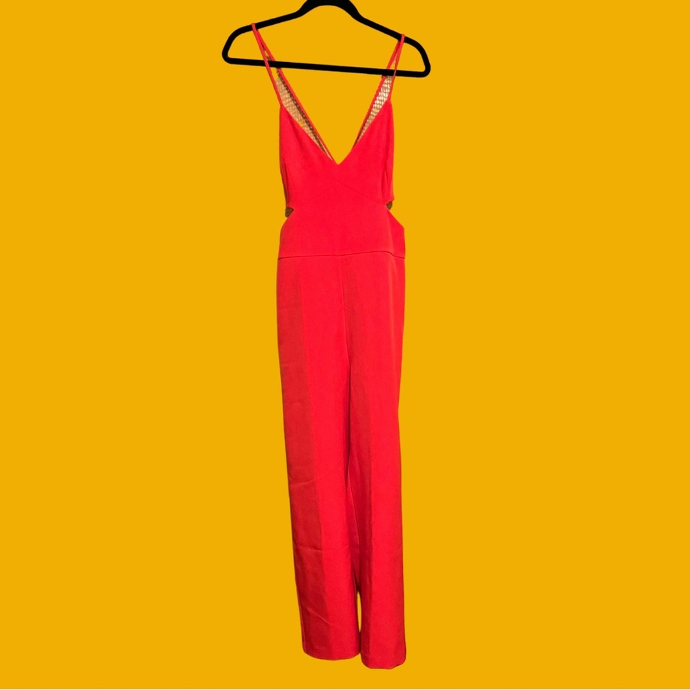 Express Cutout Halter Bright Orange Jumpsuit